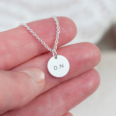 Monogrammed Silver Round Tag Necklace