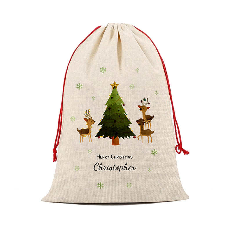 Personalised Christmas Reindeer Family Christmas Sack