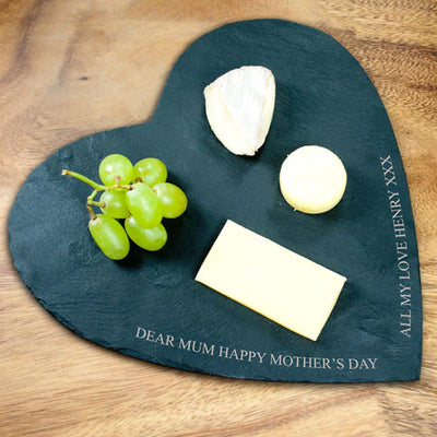 Heart Slate Cheese Board with Personalised Engraving Really Cool Gifts