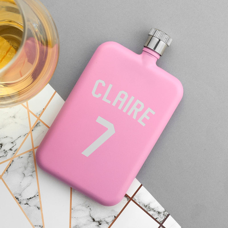 Personalised Pink Slimline Football Shirt Hip Flask by Really Cool Gifts