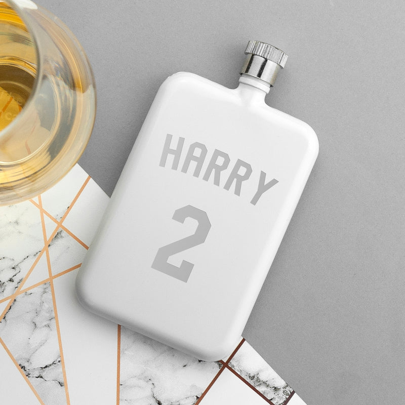 Personalised White Slimline Football Shirt Hip Flask by Really Cool Gifts