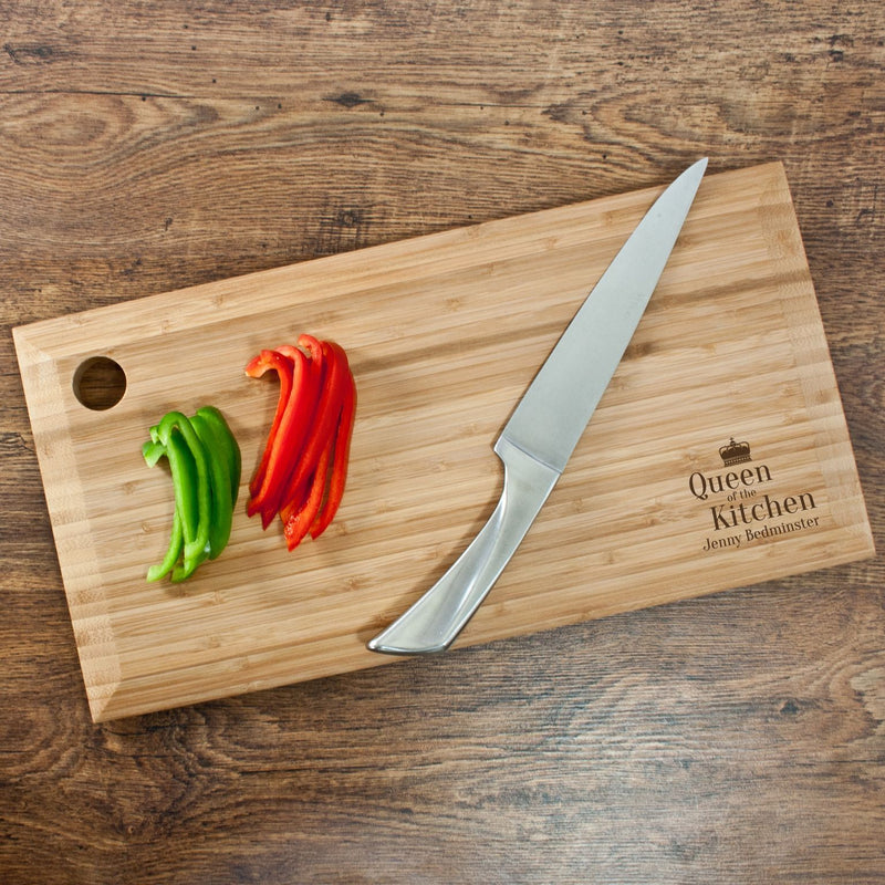 Personalised Queen of the Kitchen Bamboo Chopping Board Really Cool Gifts