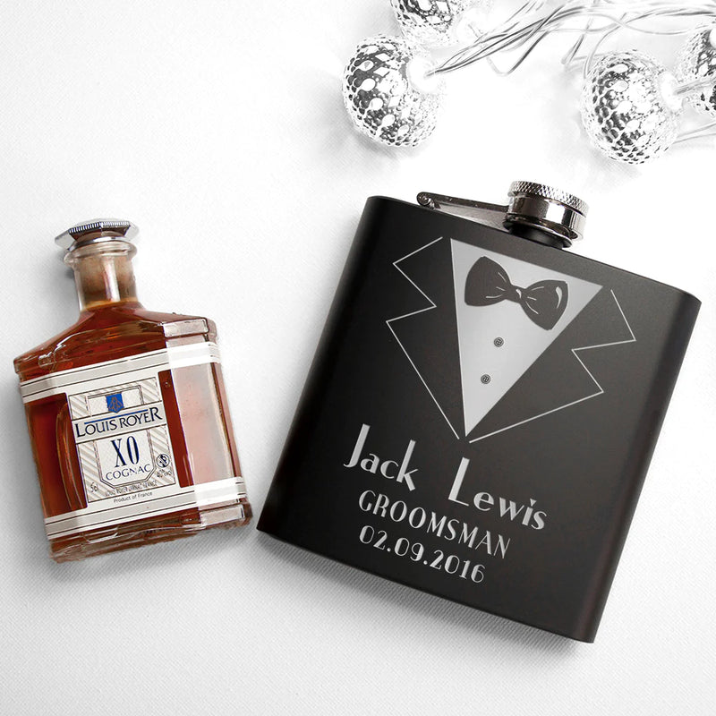 Personalised Groomsman Matte Hip Flask