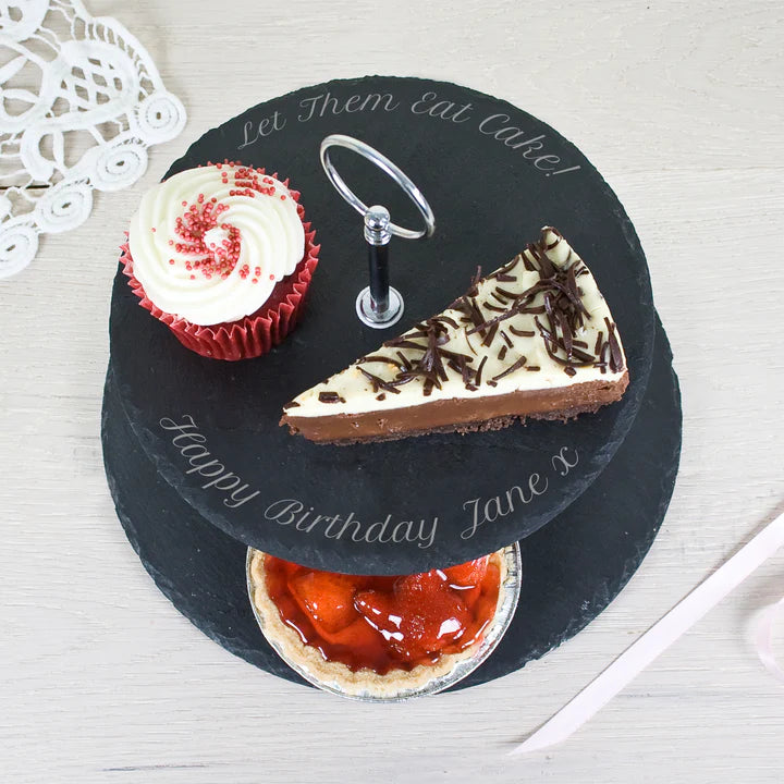 Personalised Two Tiered Slate Cake Stand