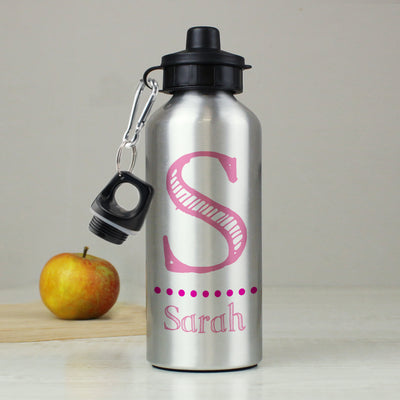 Personalised Pink Name Silver Drinks Bottle by Really Cool Gifts Really Cool Gifts