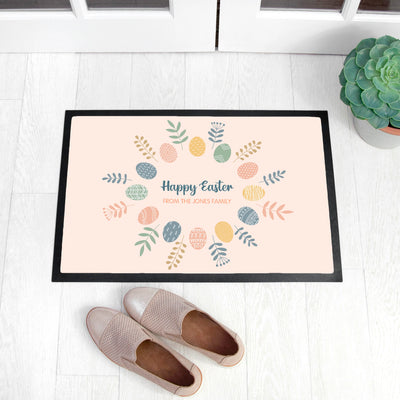 Personalised Easter Egg Wreath Indoor Doormat by Really Cool Gifts