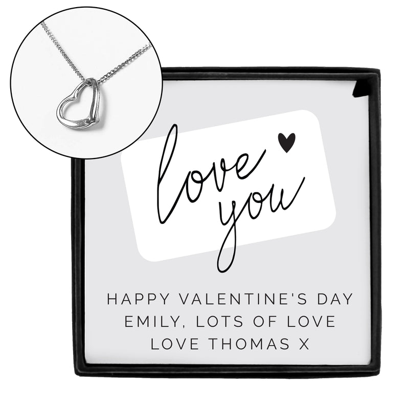 Personalised Love you Sentiment Silver Tone Necklace and Box Really Cool Gifts