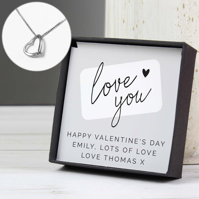 Personalised Love you Sentiment Silver Tone Necklace and Box Really Cool Gifts