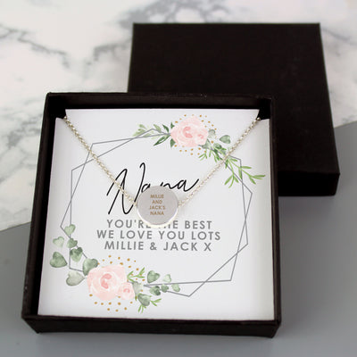 Personalised Abstract Rose Sentiment Silver Tone Necklace and Box Really Cool Gifts
