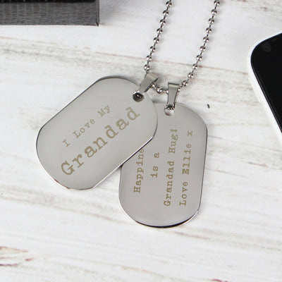 Really Cool Gifts - Personalised Free Text Steel Double Dog Tag Necklace