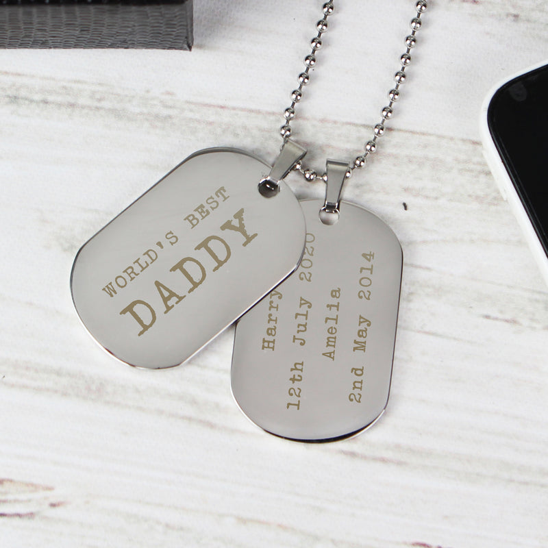 Really Cool Gifts - Personalised Free Text Steel Double Dog Tag Necklace