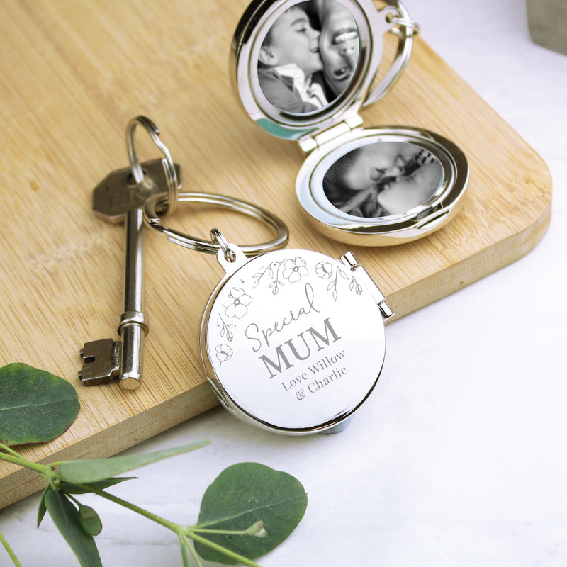 Keychain with Personalized Floral Round Photo Frame by Really Cool Gifts Really Cool Gifts