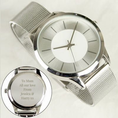 Really Cool Gifts - Personalised Silver with Mesh Style Strap Watch