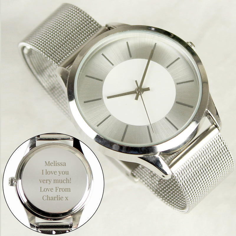 Really Cool Gifts - Personalised Silver with Mesh Style Strap Watch
