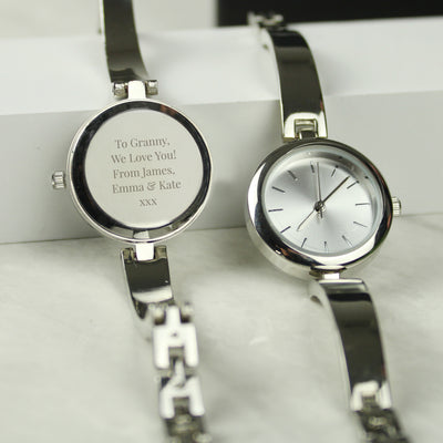 Really Cool Gifts - Personalised Silver Ladies Watch With Silver Slider Clasp