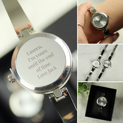 Really Cool Gifts - Personalised Silver Ladies Watch With Silver Slider Clasp