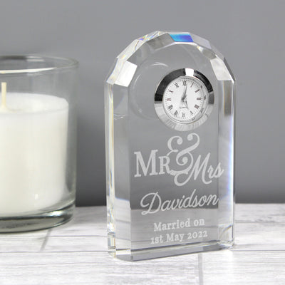 Really Cool Gifts - Personalised Mr & Mrs Crystal Clock