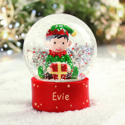 Personalised Name Only Elf Glitter Snow Globe Really Cool Gifts