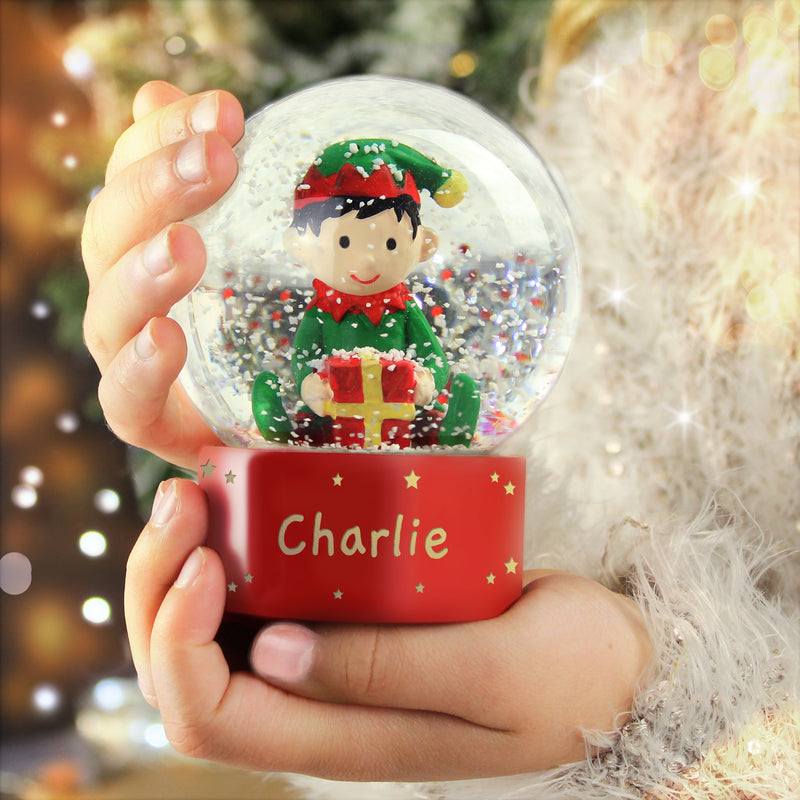 Personalised Name Only Elf Glitter Snow Globe Really Cool Gifts