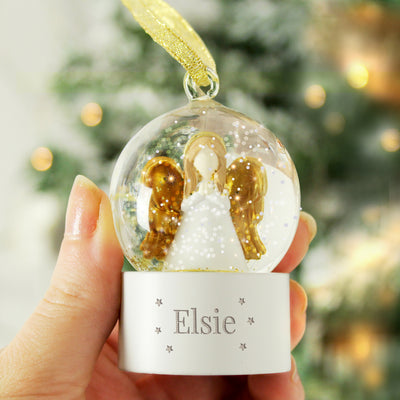 Personalised Name Only Angel Glitter Snow Globe Tree Decoration Really Cool Gifts