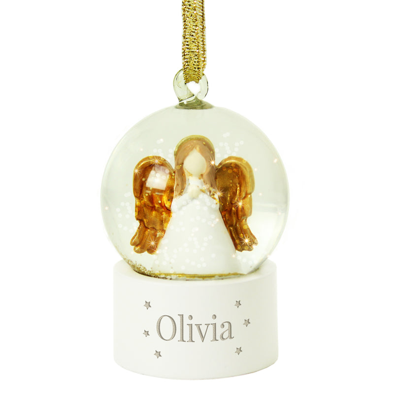 Personalised Name Only Angel Glitter Snow Globe Tree Decoration Really Cool Gifts