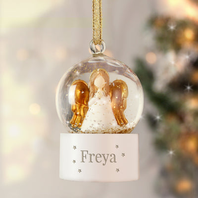 Personalised Name Only Angel Glitter Snow Globe Tree Decoration Really Cool Gifts