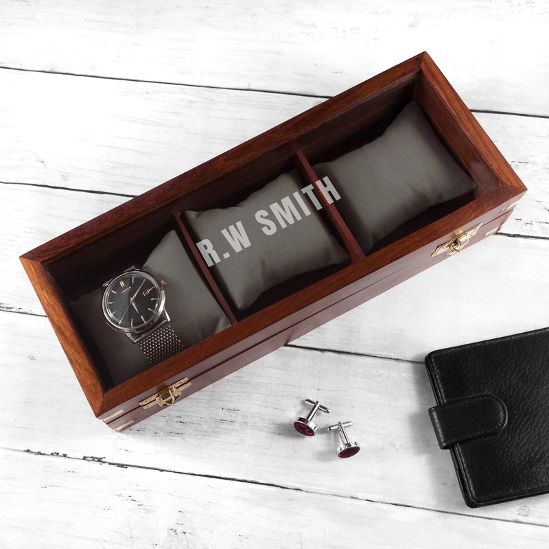 Personalised Three-Piece Wooden Watch Box by Really Cool Gifts Really Cool Gifts