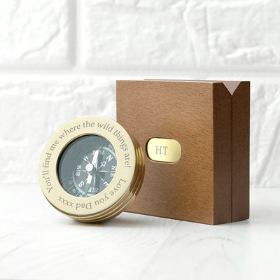 Really Cool Gifts - Personalised Brass Traveller's Compass with Monogrammed Box