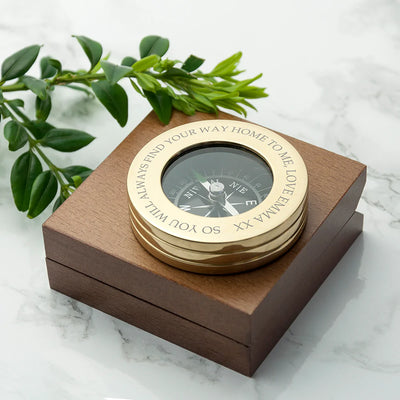 Really Cool Gifts - Personalised Brass Traveller's Compass with Monogrammed Box