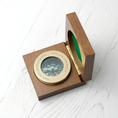 Really Cool Gifts - Personalised Brass Traveller's Compass with Monogrammed Box