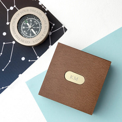 Really Cool Gifts - Personalised Brass Traveller's Compass with Monogrammed Box