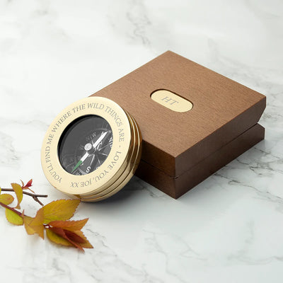 Really Cool Gifts - Personalised Brass Traveller's Compass with Monogrammed Box