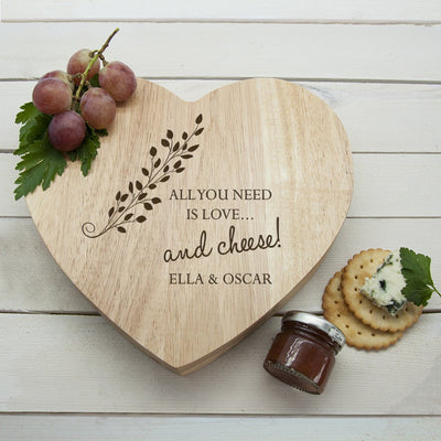 ’All You Need is Love’ Heart Cheese Board - No gift wrap, 