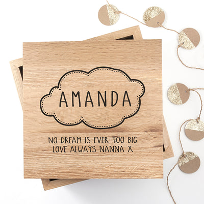 Baby Name In Cloud Oak Photo Keepsake Box by Really Cool Gifts