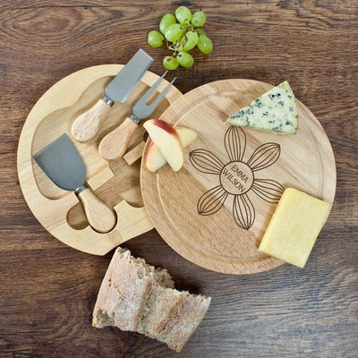 Daisy Flowers Round Cheese Board by Really Cool Gifts Really Cool Gifts