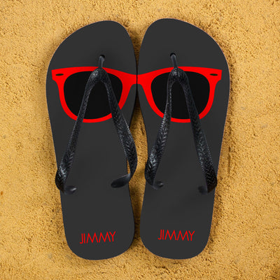 Holiday Style Personalised Flip Flops In Grey And Red by Really Cool Gifts Really Cool Gifts