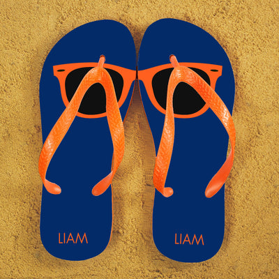 Holiday Style Personalised Flip Flops Blue And Orange by Really Cool Gifts Really Cool Gifts