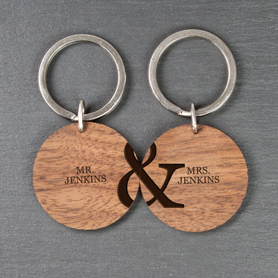 Personalised Couples Set Of Two Wooden Keyrings by Really Cool Gifts Really Cool Gifts
