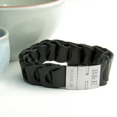 Personalised Men's Intrepid Leather Bracelet by Really Cool Gifts Really Cool Gifts