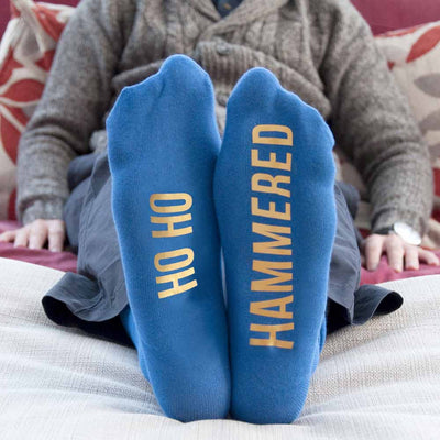 Personalised Cobalt Blue And Canary Yellow Christmas Day Socks by Really Cool Gifts Really Cool Gifts