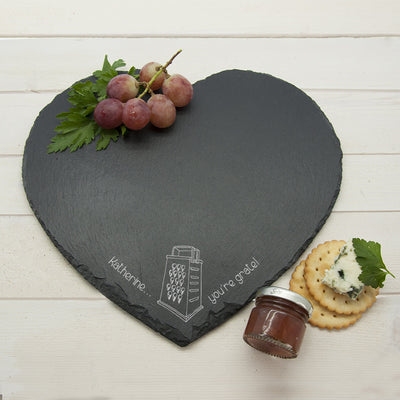 Romantic Pun "You're Grate" Heart Slate Cheese Really Cool Gifts