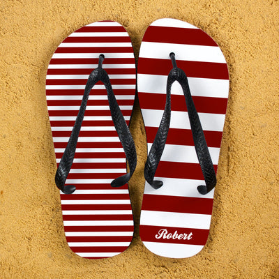Striped Personalised Flip Flops In Red by Really Cool Gifts