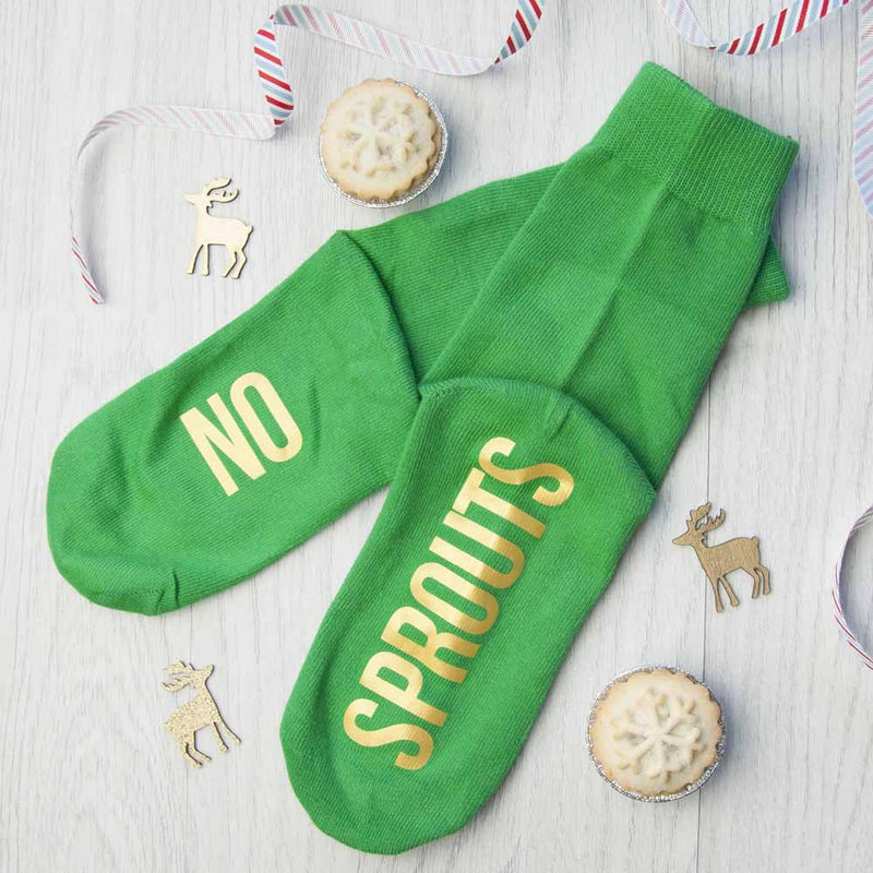 Personalised Sprout Green And Canary Yellow Christmas Day Socks by Really Cool Gifts Really Cool Gifts