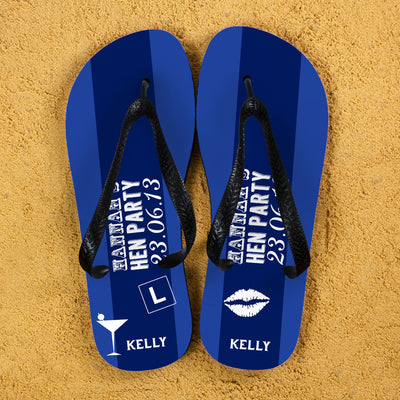 Hen Party Personalised Flip Flops In Dark Blue by Really Cool Gifts Really Cool Gifts