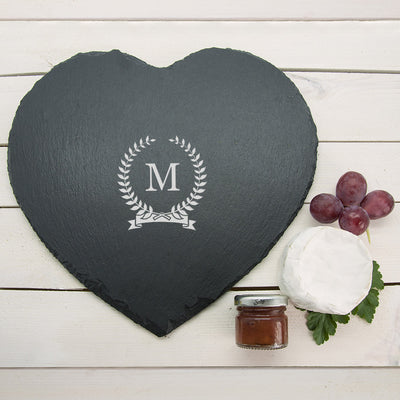 Monogrammed Wreath Heart Slate Cheese Board Really Cool Gifts