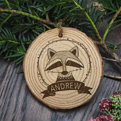 Personalised Woodland Raccoon Christmas Tree Decoration by Really Cool Gifts Really Cool Gifts