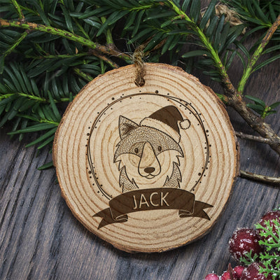 Personalised Woodland Wolf Christmas Tree Decoration by Really Cool Gifts Really Cool Gifts