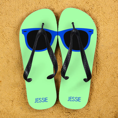Holiday Style Personalised Flip Flops In Green And Blue by Really Cool Gifts Really Cool Gifts