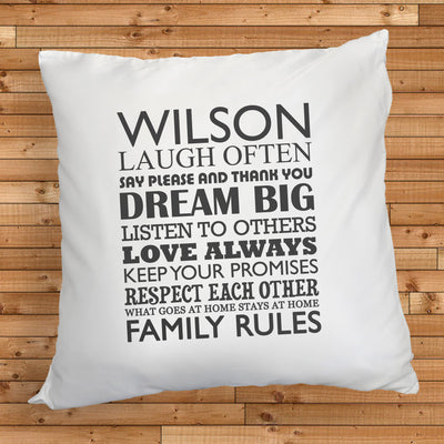Personalised Family Rules Cushion by Really Cool Gifts Really Cool Gifts
