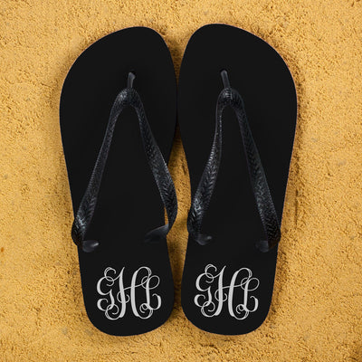 Monogrammed Flip Flops In Black by Really Cool Gifts Really Cool Gifts